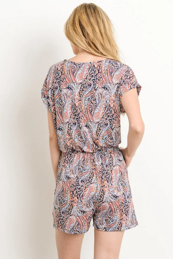 Navy & Orange Romper