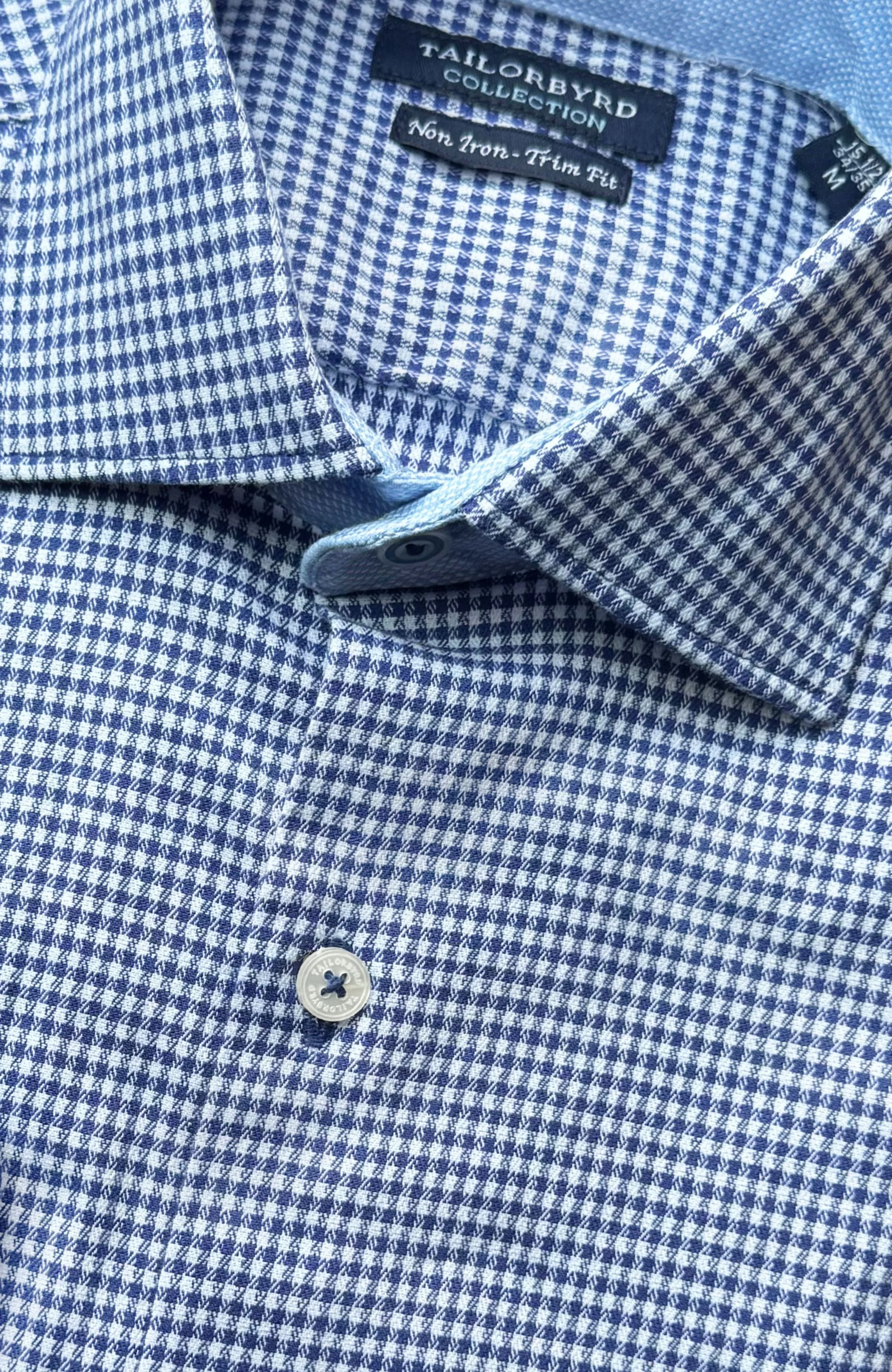 Navy Dobby Check Dress Shirt
