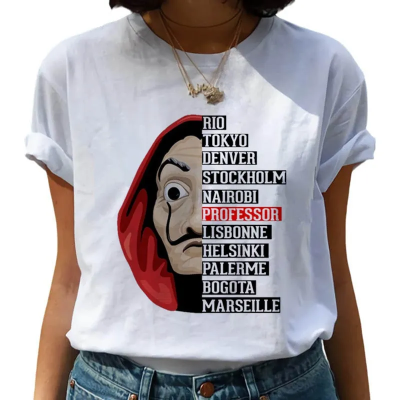 New Money Heist Harajuku T Shirts Women La Casa De Papel Hip Hop T-shirts Fashion House of Paper Tshirt Fashion Top Tees Female