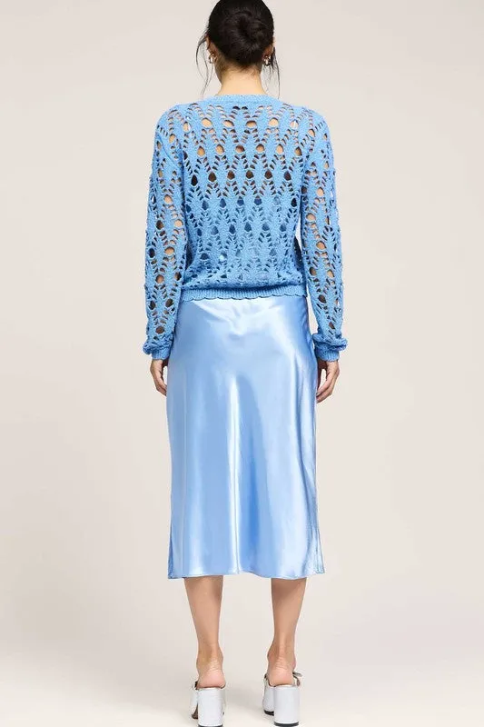 NYLAND Rozlyn Chunky Pointelle Sweater and Satin Dress Set