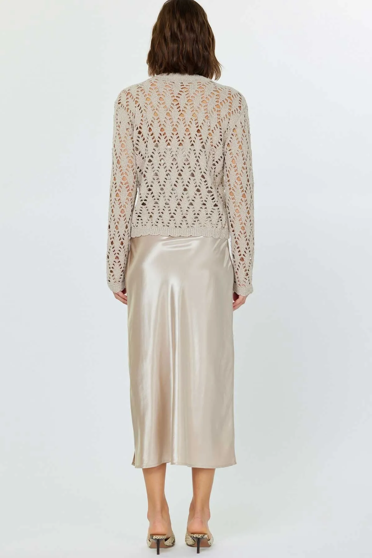 NYLAND Rozlyn Chunky Pointelle Sweater and Satin Dress Set