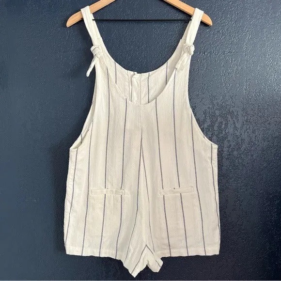 Oak Fort Cotton-Linen Striped Romper