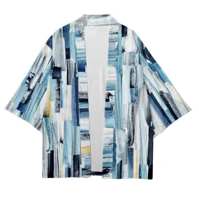 Oceanic Serenity Blue Kimono Shirt