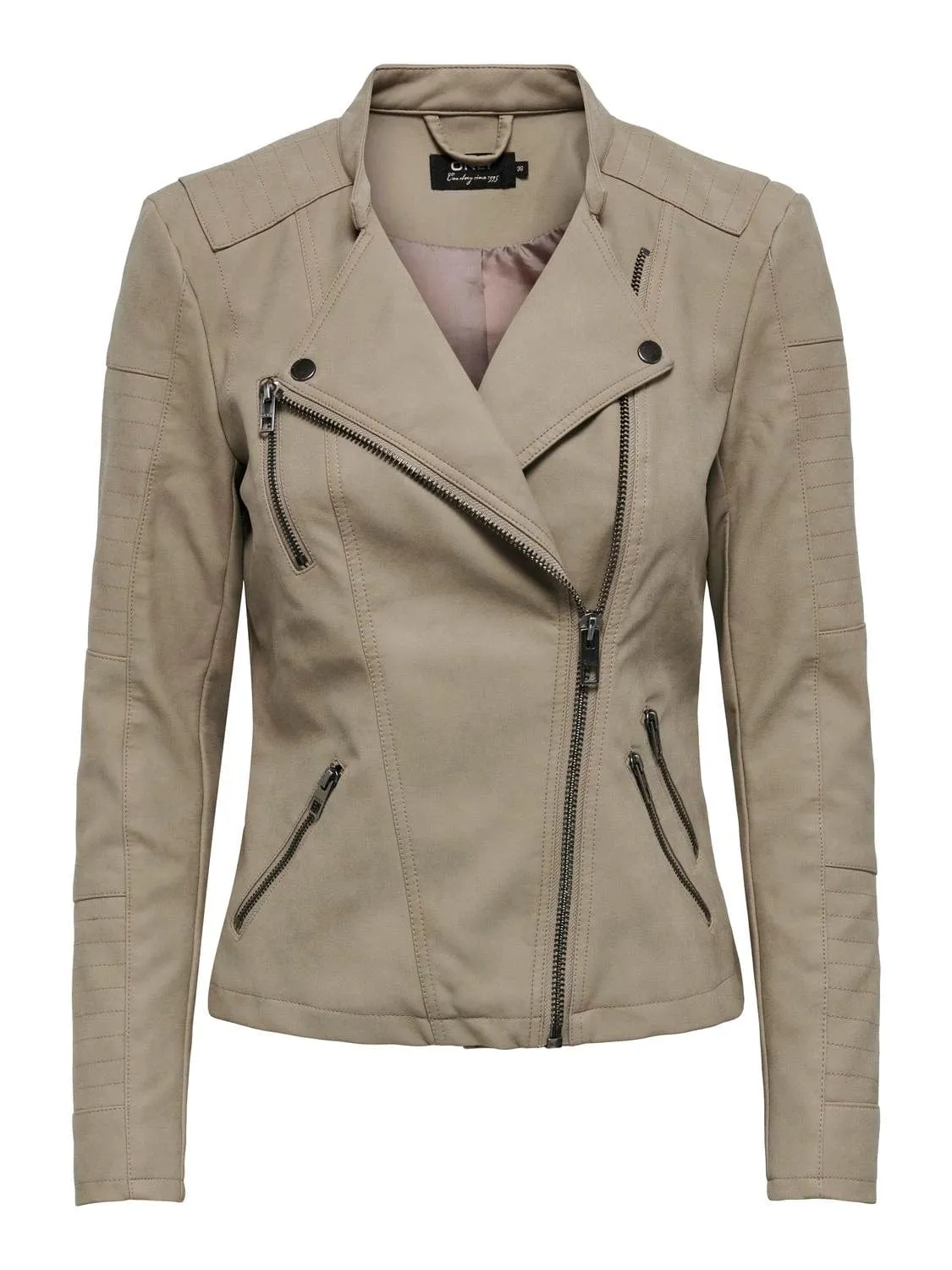 ONLY Onlava Faux Leather Jacked in Weathered Teak