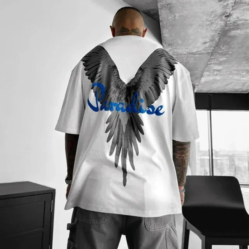 Oversize Loose Parrot Print T Men.