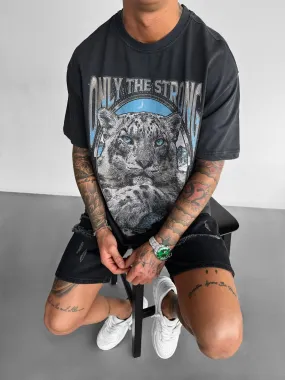 Oversize Survive Washed T-Shirt - Black