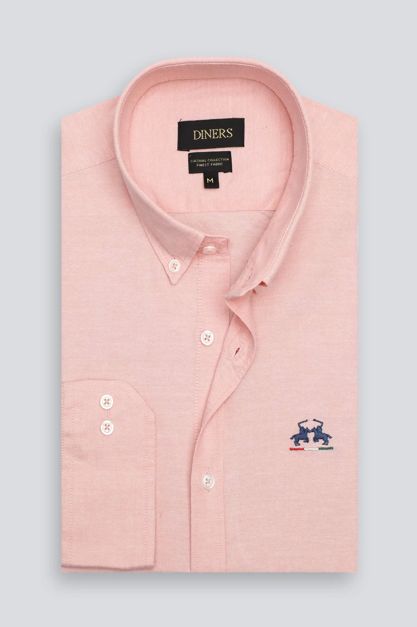 Peach Self Textured Casual Shirt