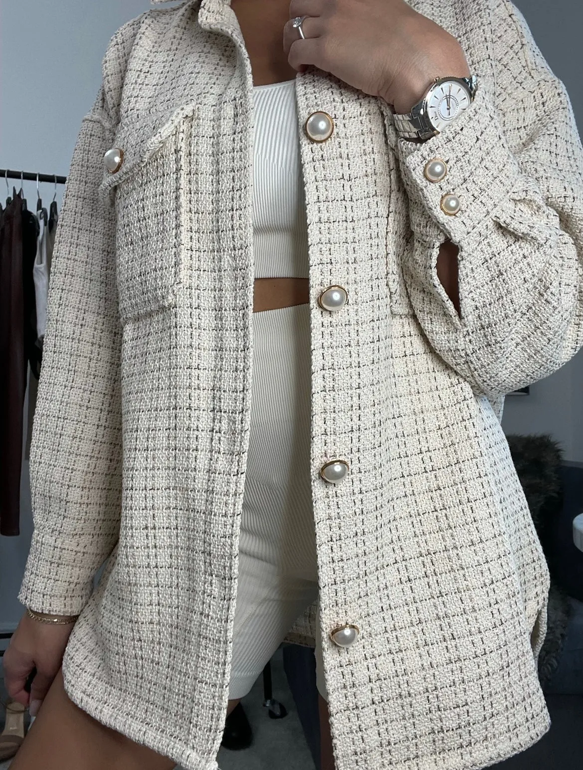 Pearl Tweed Shacket