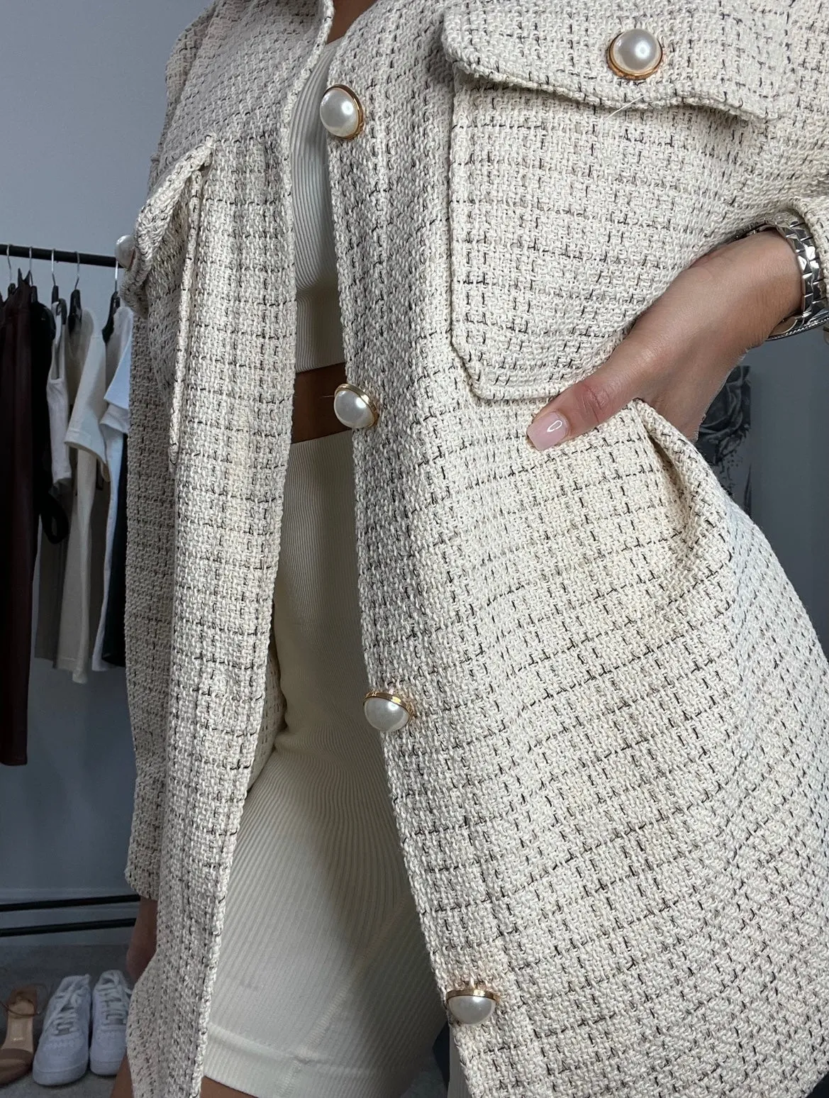 Pearl Tweed Shacket
