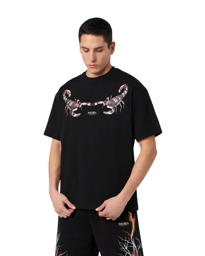 Phobia T-shirt unisex nera con Scorpione verde PH00214