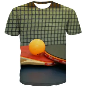 Pingpong T shirts Men Game Shirt Print Movement T shirts Funny Short Sleeve