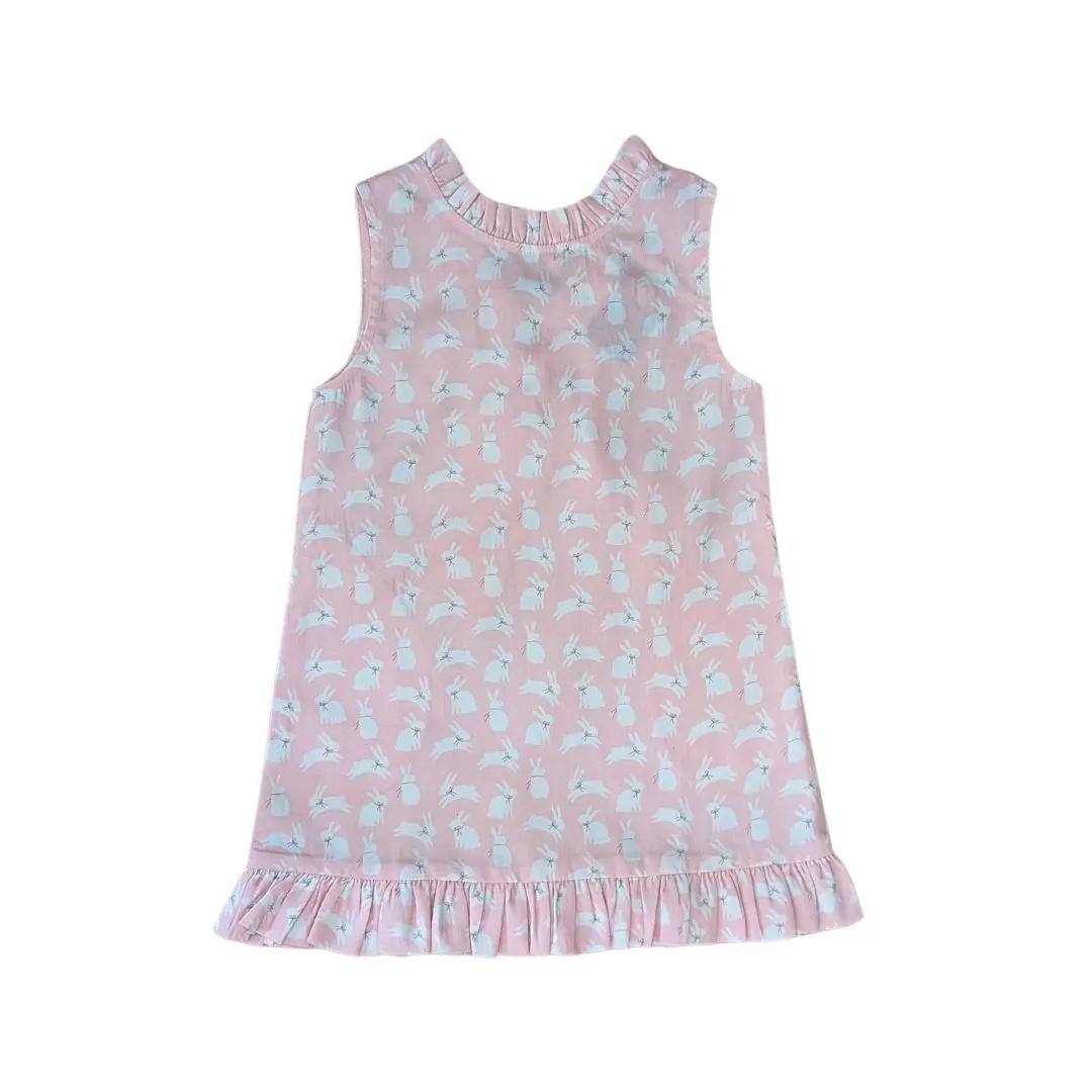 Pink Bunnies Shift Dress with Back Bow