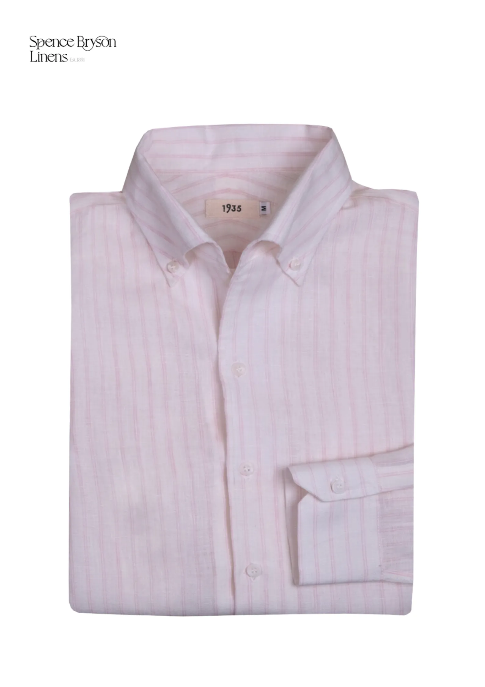 Pink Stripes Linen One Piece Collar Men Shirt