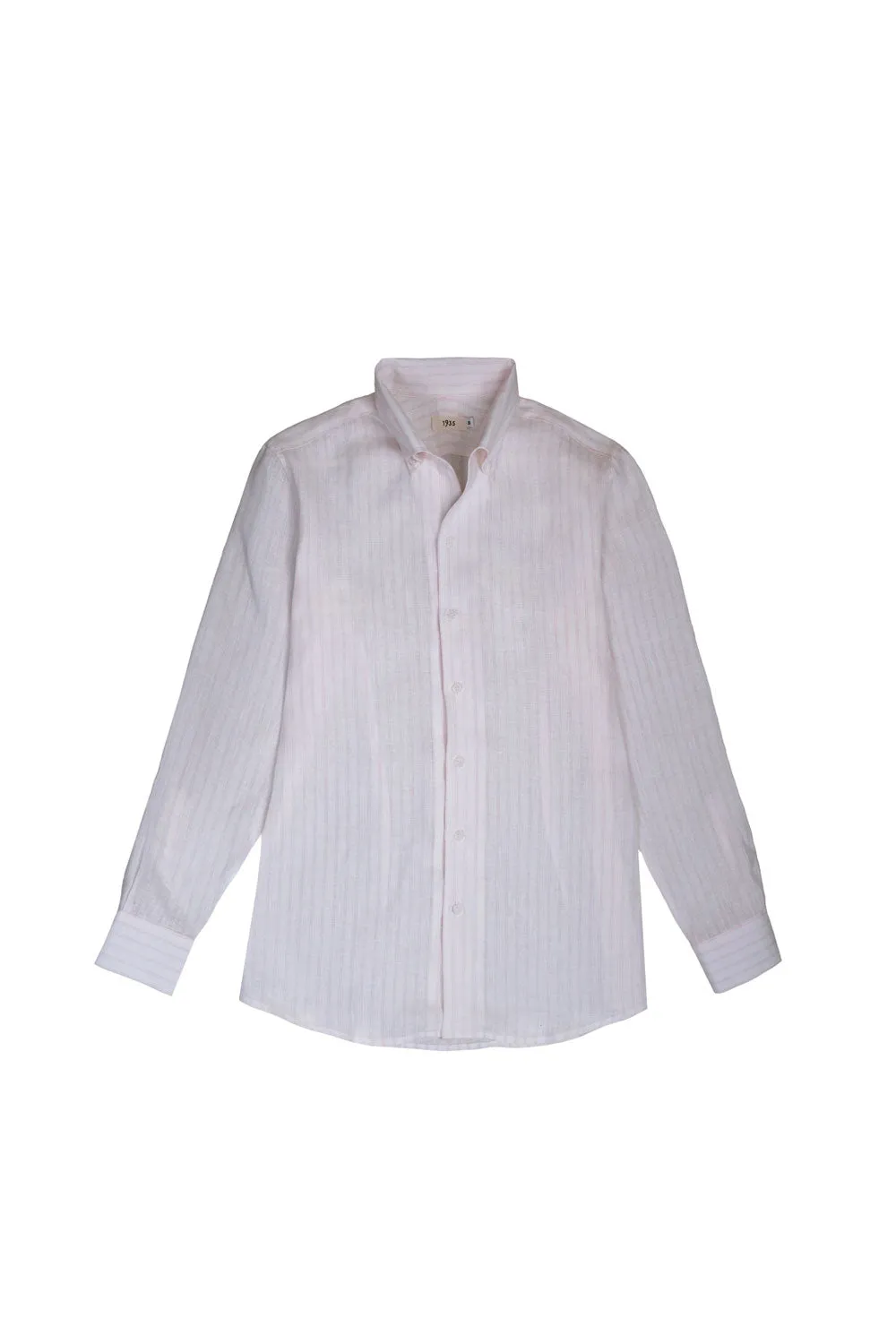 Pink Stripes Linen One Piece Collar Men Shirt