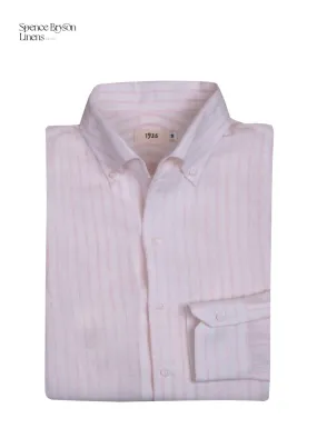 Pink Stripes Linen One Piece Collar Men Shirt