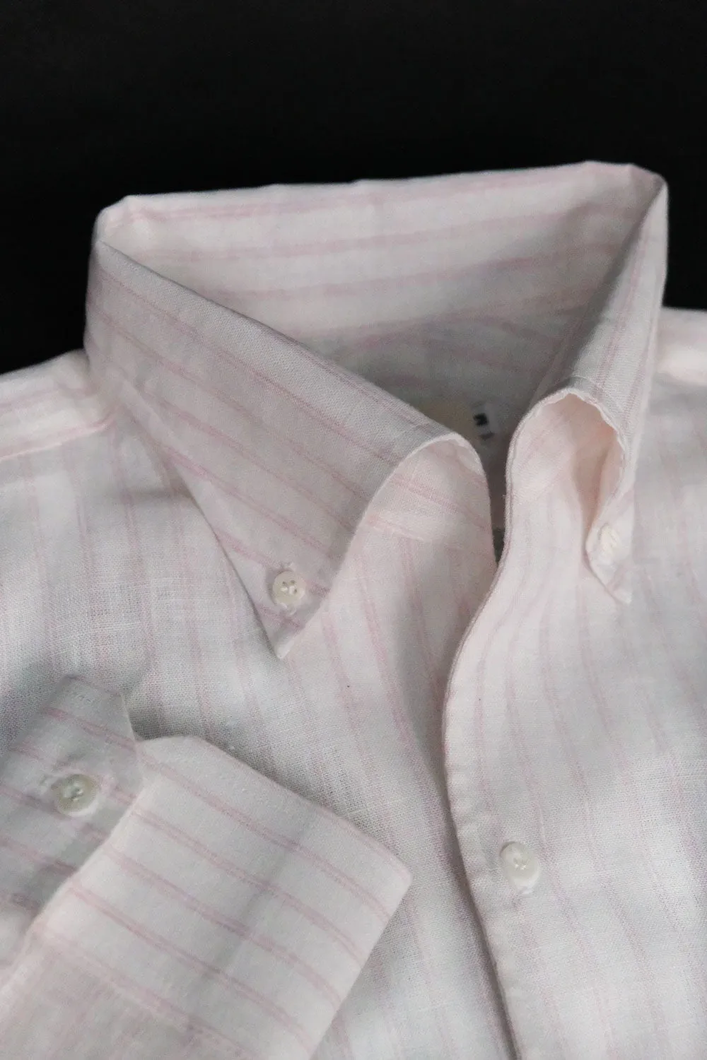Pink Stripes Linen One Piece Collar Men Shirt