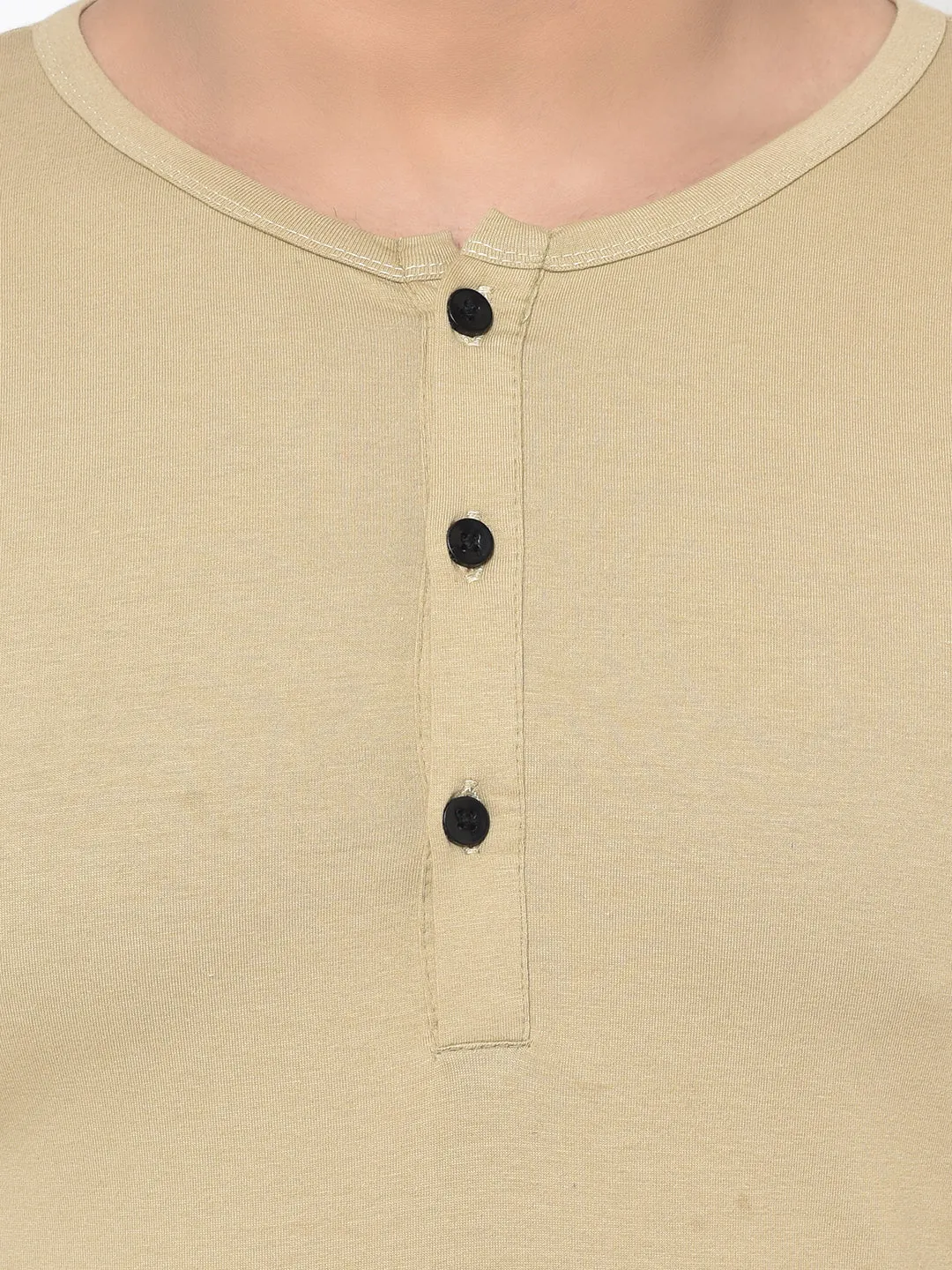 Placket T-Shirt- Beige