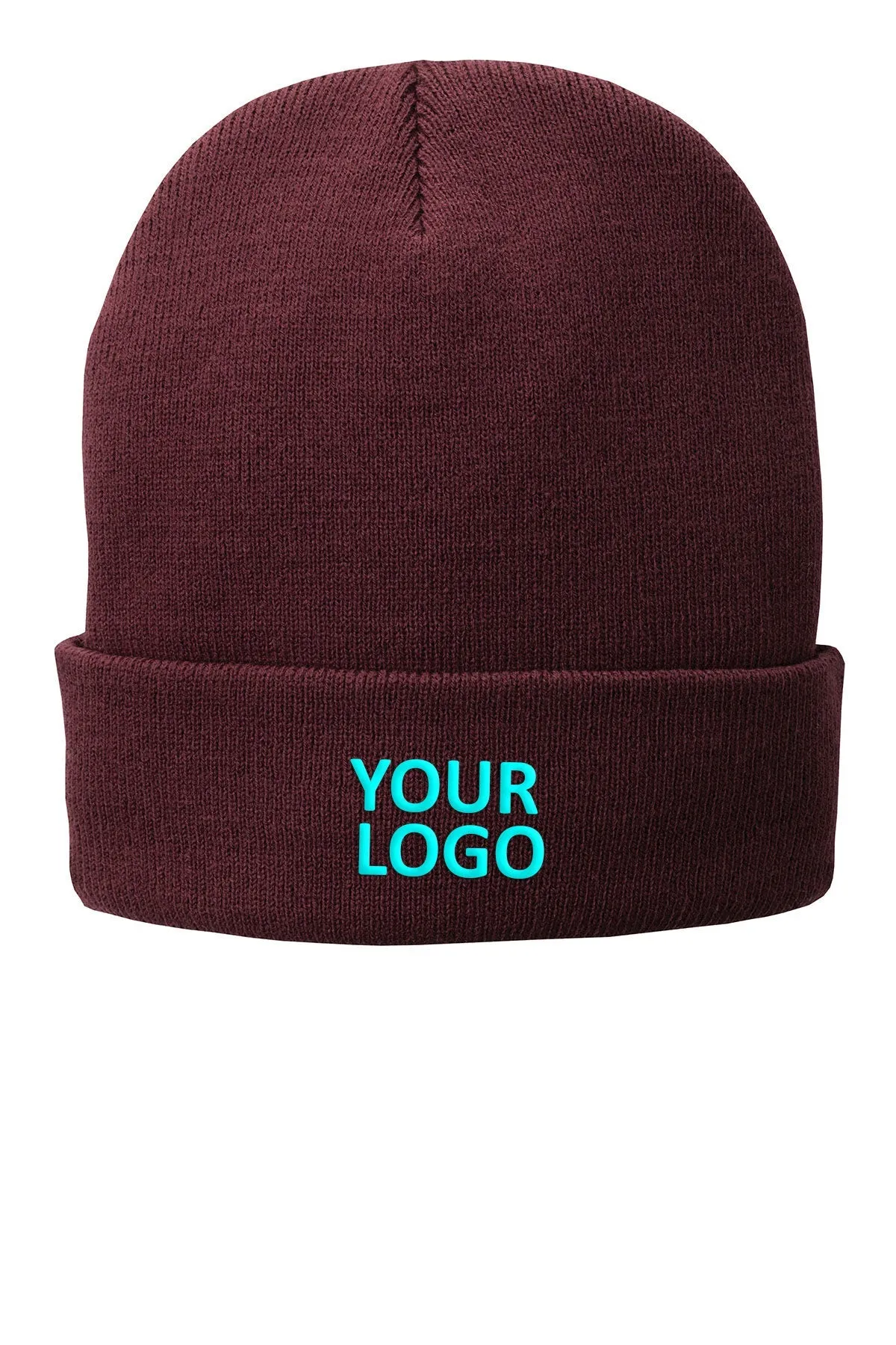 Port & Company Fleece Lined Customized Knit Caps, Maroon