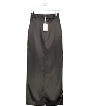 PRETTY LAVISH Black Beck Satin Tailored Maxi Skirt UK 6