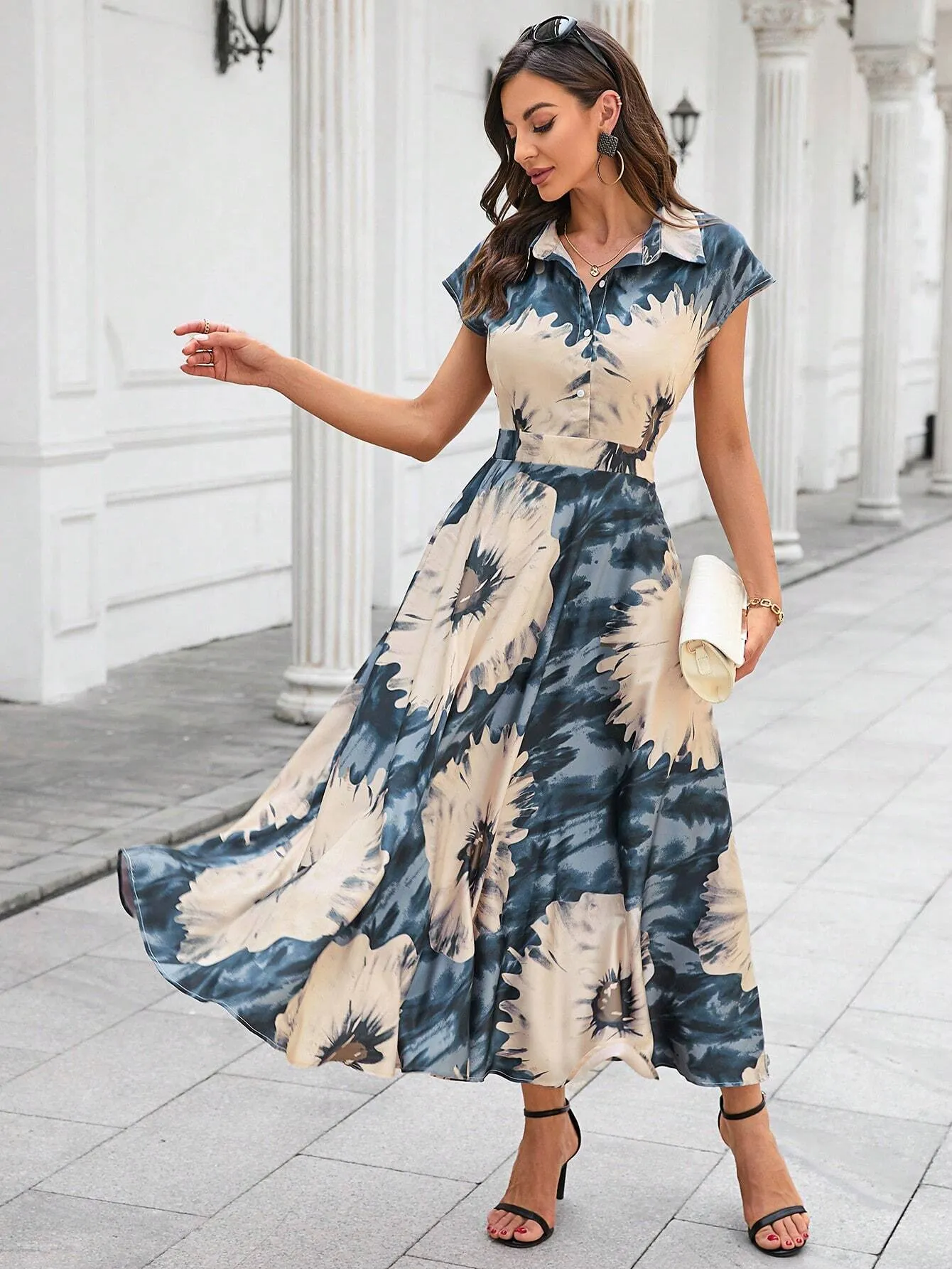 Privé Tie Dye Belted Shirt Dress