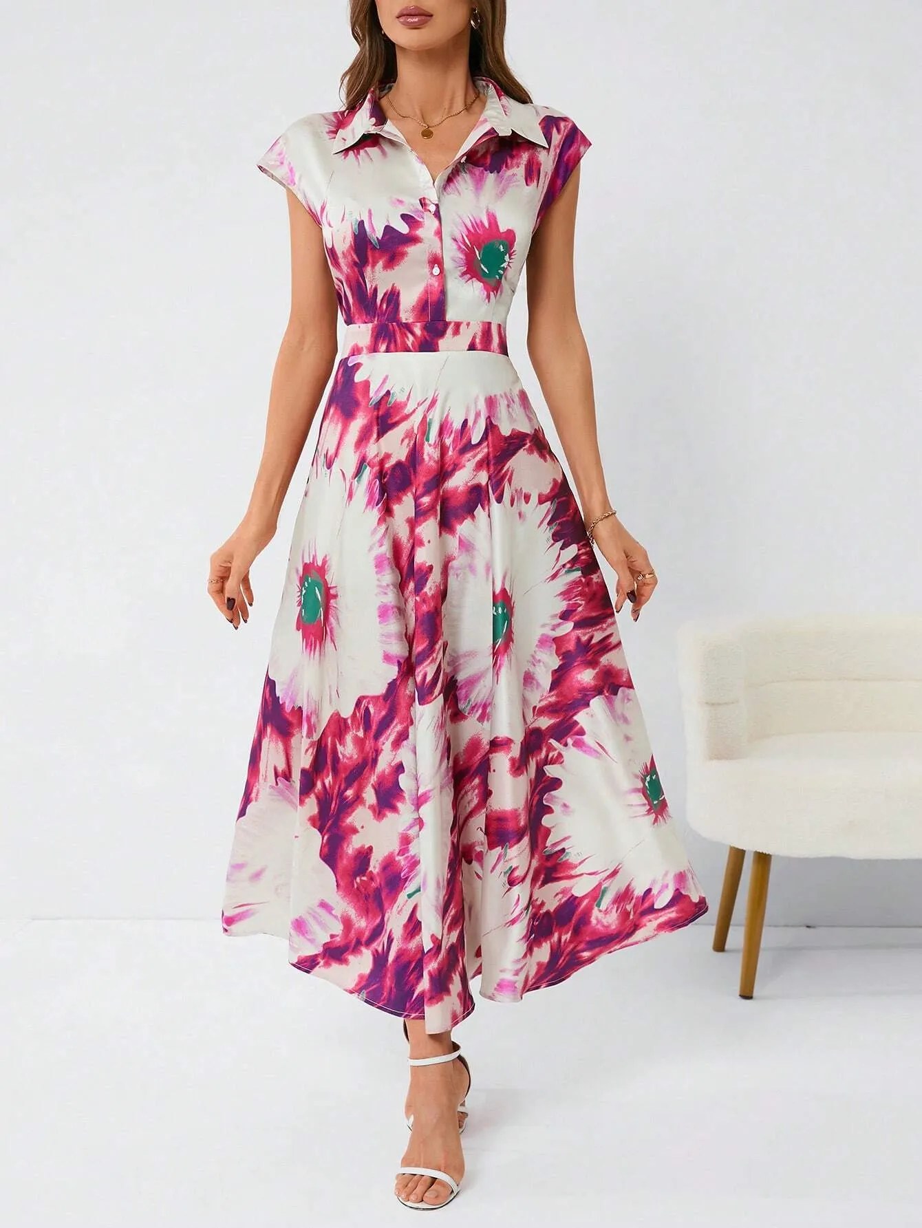 Privé Tie Dye Belted Shirt Dress