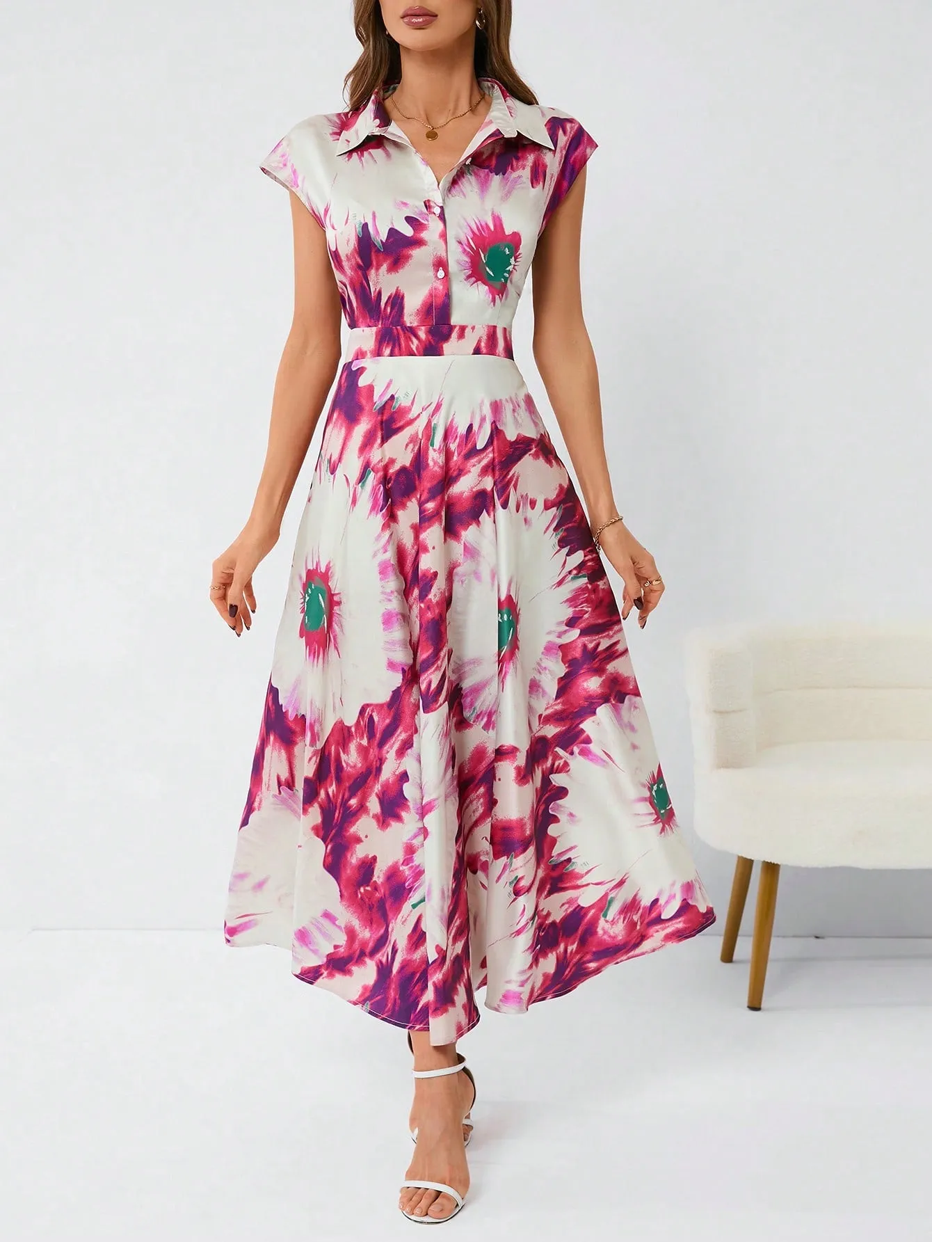 Privé Tie Dye Belted Shirt Dress
