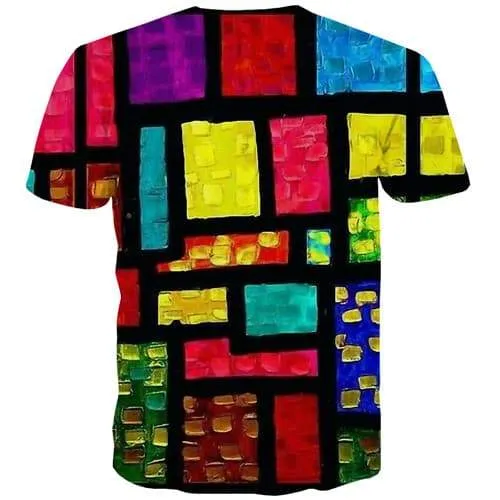 Psychedelic T-shirt Men Graffiti T shirts Funny Tetris T-shirts 3d Colorful Tshirt Printed Harajuku Tshirts Casual Short Sleeve