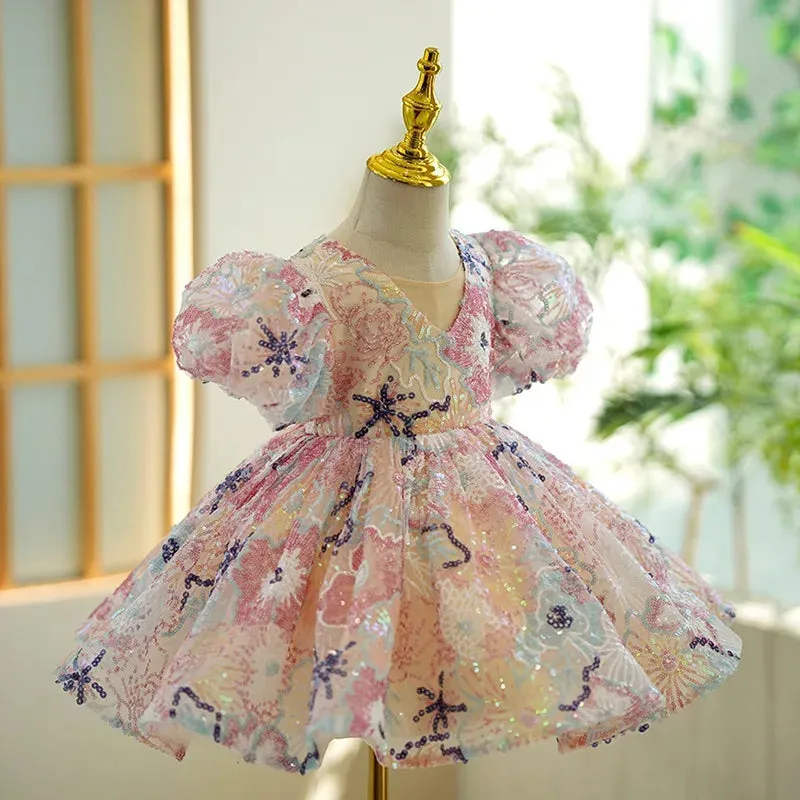 "Stella" Sparkling Floral Occasion Party Dress - 5 Colors