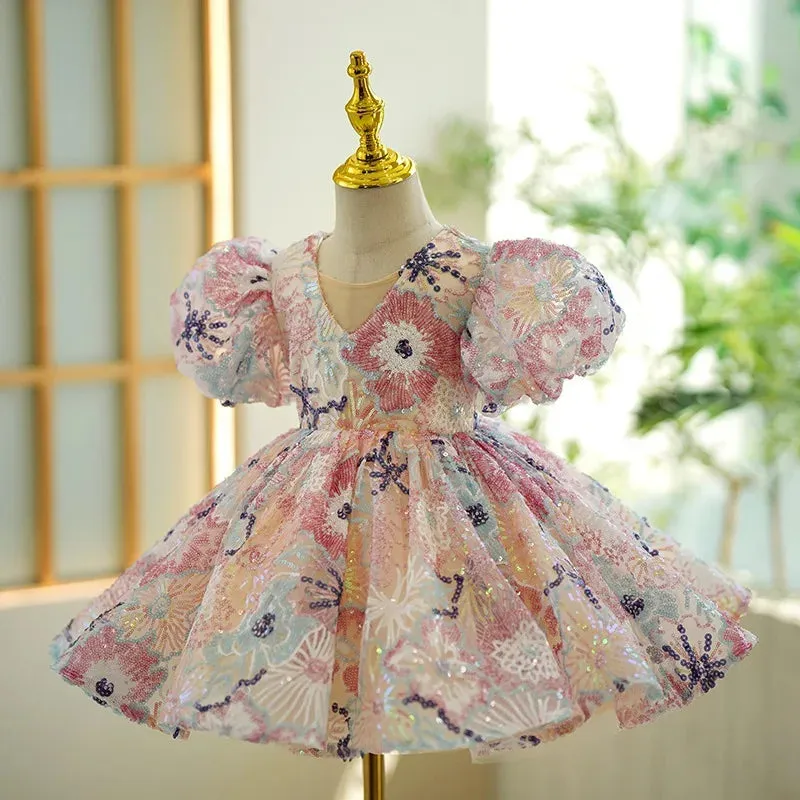 "Stella" Sparkling Floral Occasion Party Dress - 5 Colors
