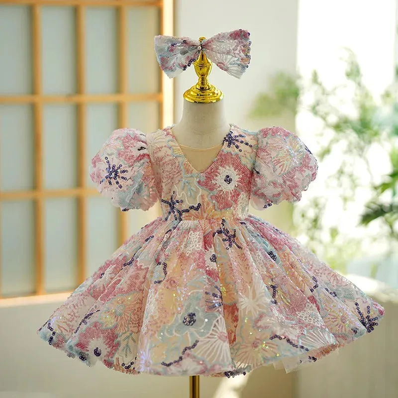 "Stella" Sparkling Floral Occasion Party Dress - 5 Colors