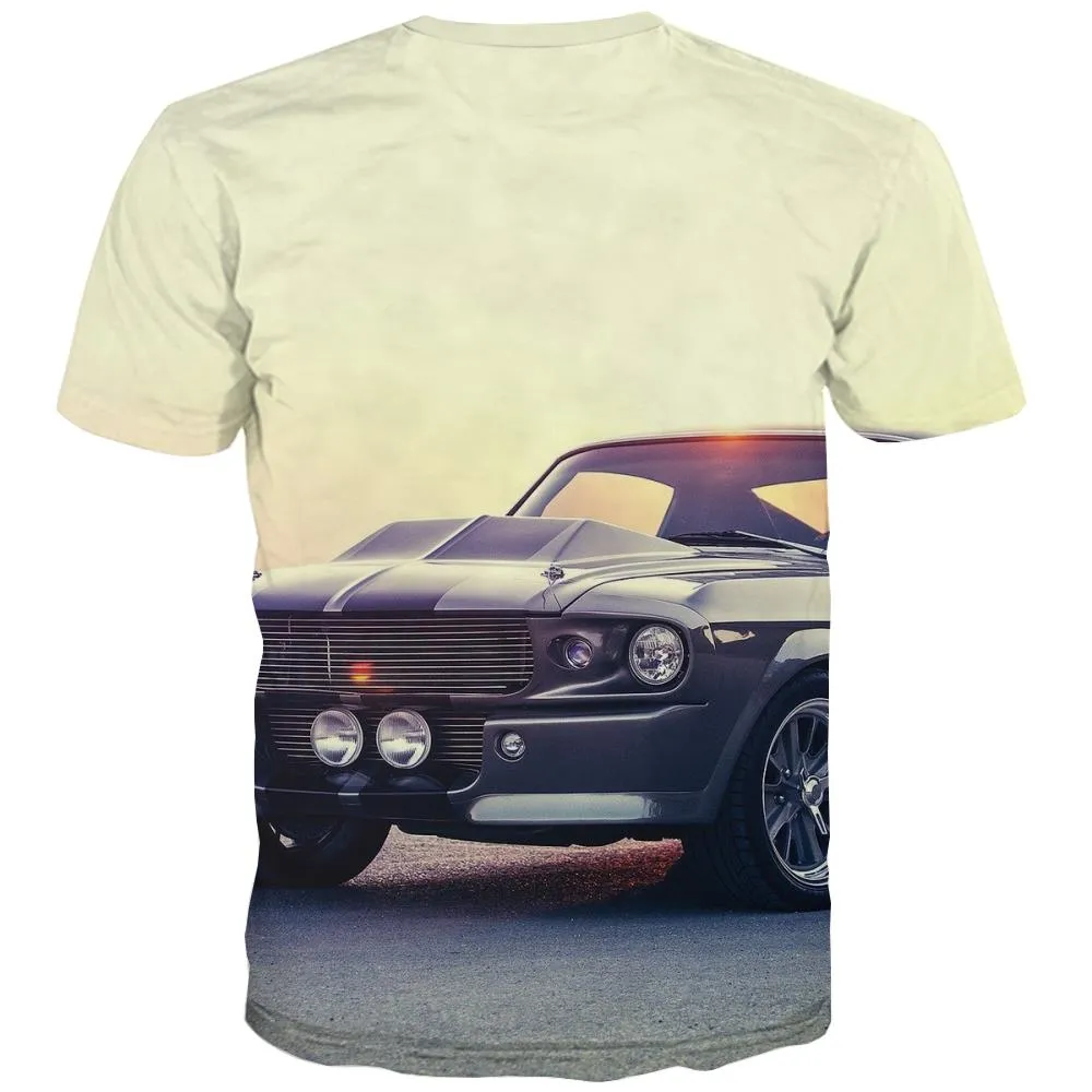 Racing Car T-shirt Men Metal T shirts Funny City Tshirt Anime Gray Shirt Print Retro Tshirts Casual