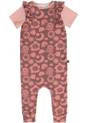 Rags Short Sleeve Ruffle Romper - Roan Rouge Collage Floral