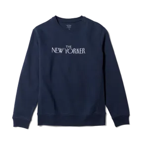 Rea Irvin’s Embroidered Crewneck Sweatshirt in Navy