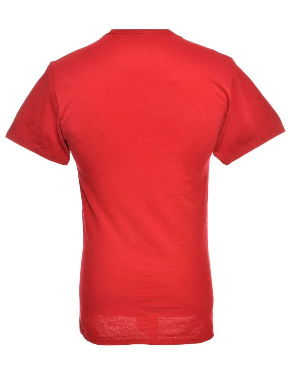 Red  & Yellow Jerzees Printed T-shirt - S