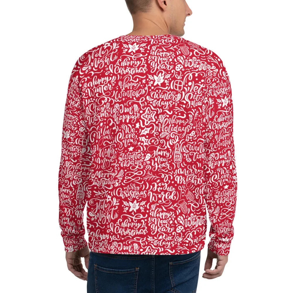 Red Christmas Typography Pattern Men's Sweatshirt