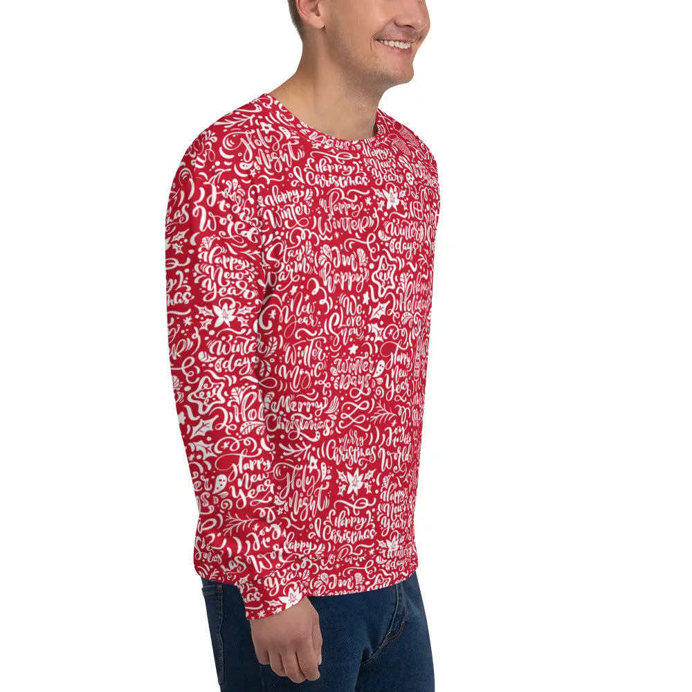 Red Christmas Typography Pattern Men's Sweatshirt
