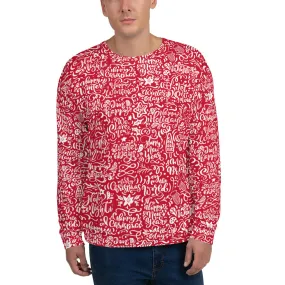 Red Christmas Typography Pattern Men's Sweatshirt