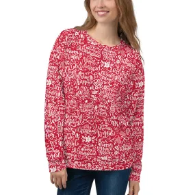 Red Christmas Typography Pattern Women's Sweatshirt