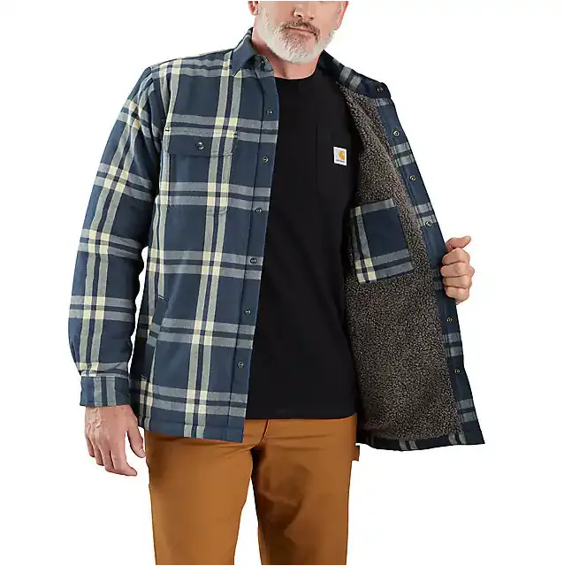 Relaxed Fit Flannel Sherpa-Lined Shirt Jacket - Weather Ash