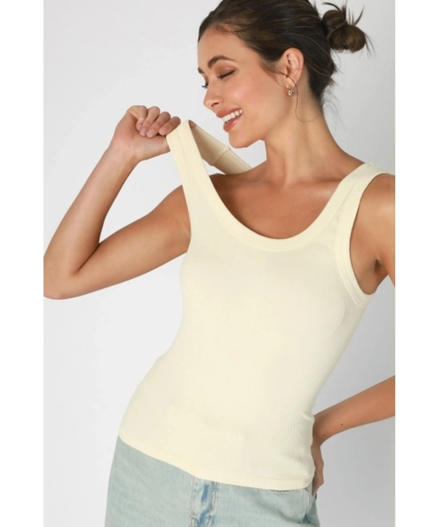 Reversible Ribbed Tank - Buttercream