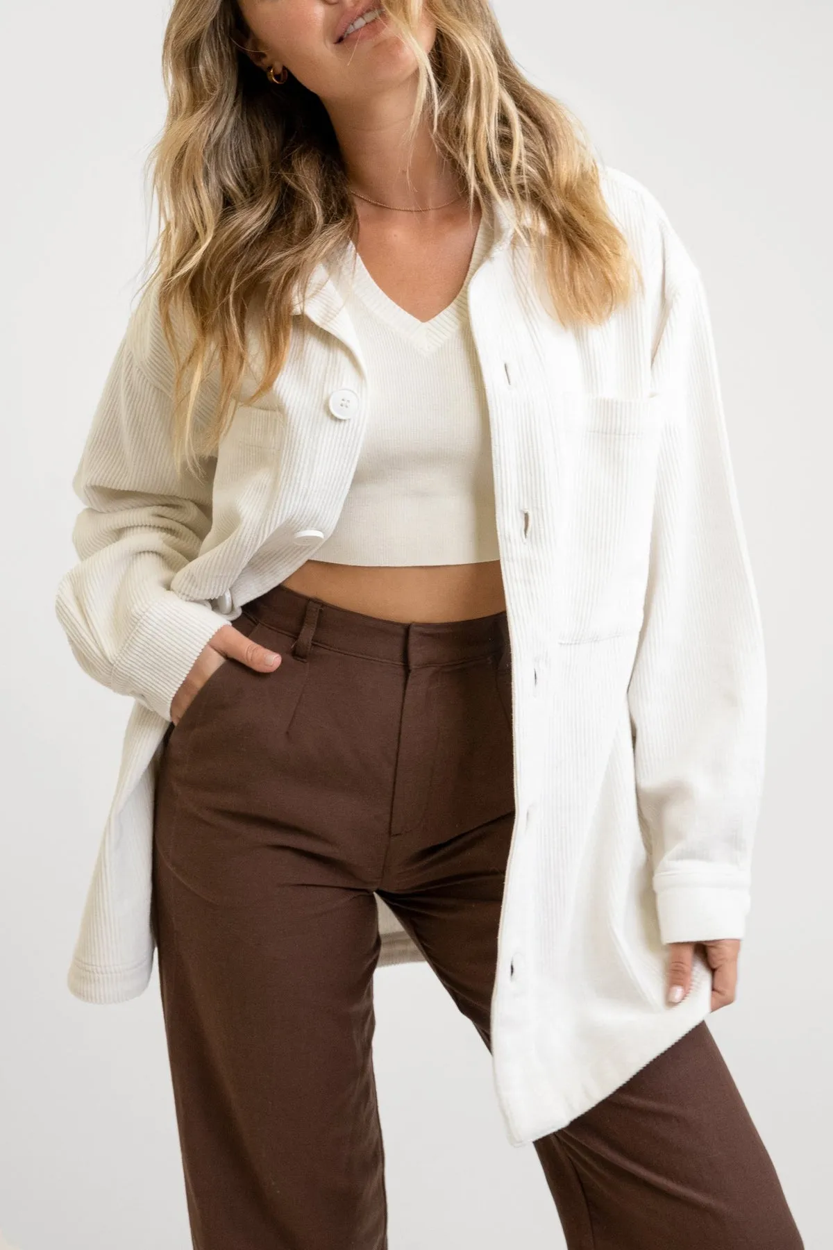 RHYTHM CORDUROY OVERSIZED SHACKET - IVORY