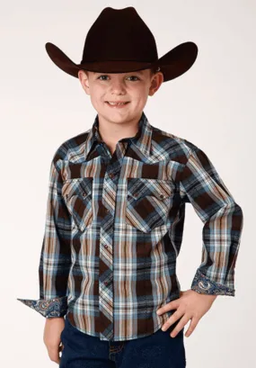 Roper Boy's Performance Plaid Long Sleeve Snap Western Shirt 0062-0751