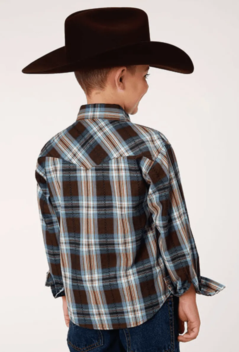 Roper Boy's Performance Plaid Long Sleeve Snap Western Shirt 0062-0751