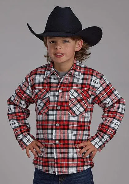 Roper Boy's Sherpa Lined Plaid Jacket