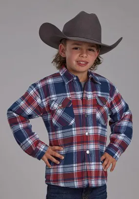 Roper Boy's Sherpa Lined Plaid Jacket