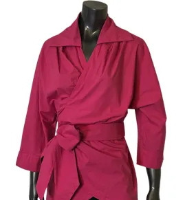 Sandi Wrap Shirt - Cotton Poplin - Fuchsia
