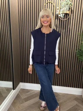 Sarah Sleeveless Jacket Navy