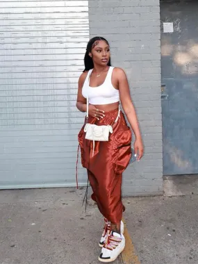 Satin Pocket Maxi Skirt