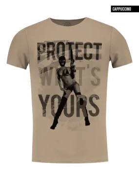 Sexy Gangster Girl Men's T-shirt "Protect What's Yours"/ Color Option / MD626