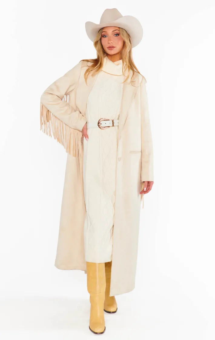 SHOW ME YOUR MUMU MONTREAL MIDI DRESS IN CREAM CABLE KNIT